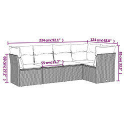 Avis vidaXL Salon de jardin 5 pcs avec coussins gris résine tressée