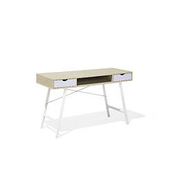 Beliani Bureau bois clair et blanc avec tiroir 120 x 48 cm CLARITA