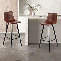 Mes Lot de 2 chaises de bar H78 cm en PU marron - POHAN 