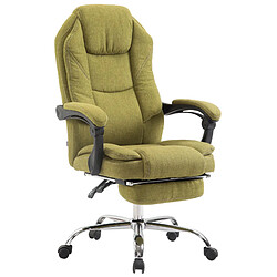 Decoshop26 Fauteuil de bureau sur roulettes dossier et repose-pied réglable en tissu vert et métal 10_0002441