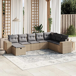 vidaXL Salon de jardin avec coussins 8pcs mélange beige résine tressée