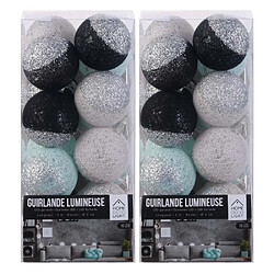 Home Deco Light Guirlande lumineuse boules pailletées 16 leds (Lot de 2).