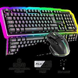 Spirit of Gamer CLAVIER semi mécanique Noir sans fil WIRELESS RGB PRO + SOURIS sans fil RF 2.4 GHz RGB Rainbow 4800dpi + Casque Gamer Multiplateform