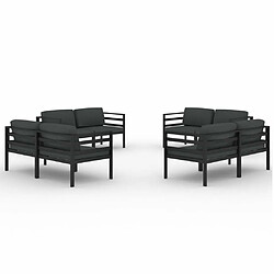 Maison Chic Ensemble Tables et chaises d'extérieur 8 pcs avec coussins,Salon de jardin Aluminium Anthracite -GKD701959