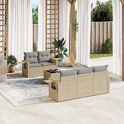 vidaXL Salon de jardin avec coussins 6 pcs beige résine tressée 