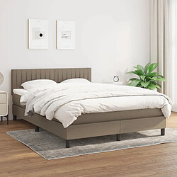 vidaXL Sommier à lattes de lit avec matelas Taupe 140x190 cm Tissu