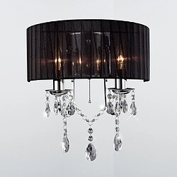 Luminaire Center Applique murale Olivia avec interrupteur avec Abat jour noir 2 Ampoules chrome poli/cristal