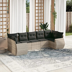 vidaXL Salon de jardin avec coussins 7 pcs gris clair résine tressée 