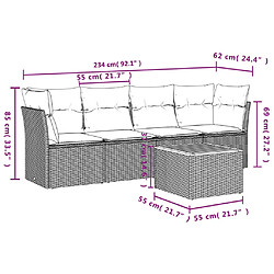 Avis vidaXL Salon de jardin 5 pcs avec coussins noir résine tressée