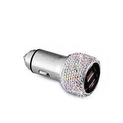 Avis Wewoo Chargeur rapide USB double en alliage d'aluminium QC3.0 de voiture diamant couleur