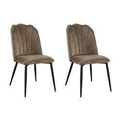 Vente-Unique Lot de 2 chaises ROSARIO - Effet Velours et Métal Noir - Taupe