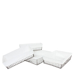 Mendler Lot de 4 paniers Tanta, paniers de conservation pour la salle de bain, métal avec enveloppe en tissu 