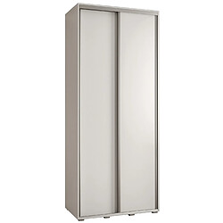 Abiks Meble Armoire à portes coulissantes Davos 1 235.2 x 120 x 45 2 portes coulissante (Blanc/Blanc/Argent)