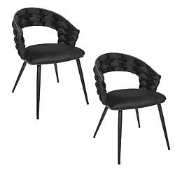 The Home Deco Factory Lot de 2 chaises assise tressée LUND - Noir