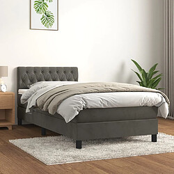 vidaXL Sommier à lattes de lit avec matelas Gris foncé 100x200 cm