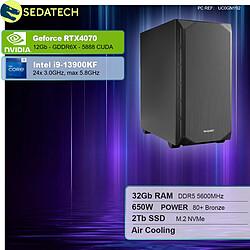 Sedatech PC Gamer Silent Silent • Intel i9-13900KF • RTX4070 • 32Go DDR5 • 2To SSD M.2 • sans OS