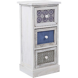 Mobili Rebecca Commode Armoire 3 Tiroirs Blanc Bois Retro 62x29x25