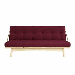 Inside 75 Banquette futon FOLK en pin massif coloris bordeaux couchage 130 x 190 cm.