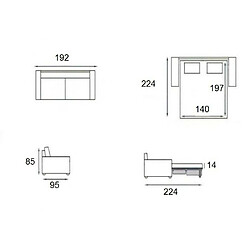 Acheter Inside 75 Canapé convertible EXPRESS AMAZONE 140cm matelas 16cm sommier lattes cuir vachette gris clair