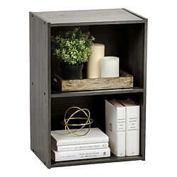 Iris Ohyama, Armoire de rangement en bois avec étagères, Modulable,Salon, Chambre, L60.2 x P29.8 x H8 cm, Chêne Gris