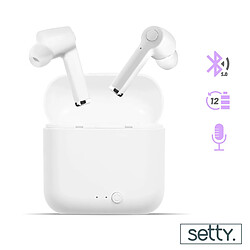 Écouteurs Bluetooth Sans fil Bouton de Contrôle Autonomie 12h Setty Blanc