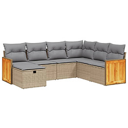 vidaXL Salon de jardin avec coussins 7pcs mélange beige résine tressée