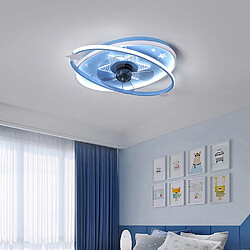 Universal Lampe ventilateur de plafond de 55 cm, 220V éclat tricolore 57W maison chambre à coucher lampe ventilateur de plafond de dessin animé lustre intégré, bleu