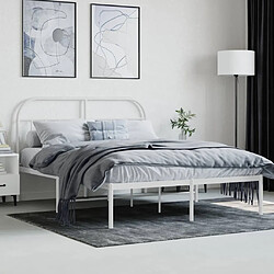 Avis vidaXL Cadre de lit métal sans matelas et tête de lit blanc 140x190 cm