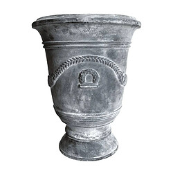 L'Héritier Du Temps Vase Esprit Anduze Vasque Jardinière Pot de Fleurs Décoration Extérieure en Fonte Grise 40,5x40,5x51cm