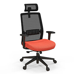 Helloshop26 Chaise de bureau ergonomique réglable en hauteur dossier respirant soutien lombaire appui-tête 3D confortable pour bureau étude salle de conférence noir orange 20_0004840 