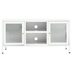 Avis Maison Chic Meuble TV scandinave - Banc TV pour salon Blanc 105x35x52 cm Acier et verre -MN58867