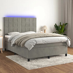 vidaXL Sommier à lattes de lit matelas et LED Gris clair 140x200 cm 