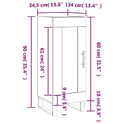 vidaXL Buffet Sonoma gris 34,5x34x90 cm Bois d'ingénierie pas cher