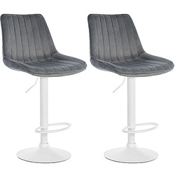 Non Lot de 2 tabourets de bar Toni velours blanc 