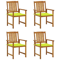 Maison Chic Lot de 4 Chaises de jardin,Fauteuil d'extérieur avec coussins Bois d'acacia massif -MN89561