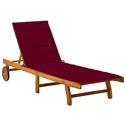 Helloshop26 Transat chaise longue bain de soleil lit de jardin terrasse meuble d'extérieur avec coussin bois d'acacia solide 02_0012402