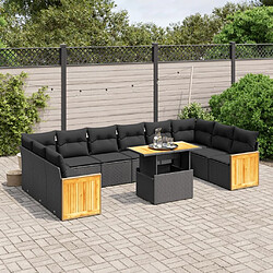 Maison Chic Salon de jardin 11 pcs avec coussins, Ensemble Tables et chaises d'extérieur noir résine tressée -GKD382109