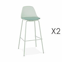 Mes Lot de 2 tabourets de bar H75 cm vert clair - ADRYA