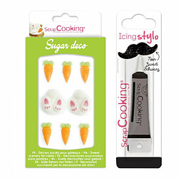 Scrapcooking Décors sucrés lapin et carotte + Stylo de glaçage noir