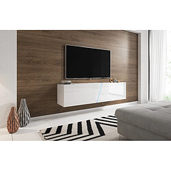 3XELIVING Meuble TV suspendu moderne et tendance Aczi blanc / blanc brillant 160cm LED