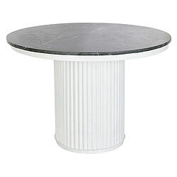 Pegane Table d'appoint ronde en marbre noir et métal blanc - diamètre 110 x Hauteur 76 cm