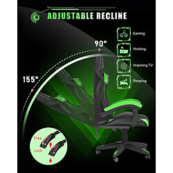 Acheter Chaise de jeu avec lumières LED RGB - chaises de jeu vidéo Rattantree - Chaise de bureau ergonomique - Support dorsal haut - Support lombaire - Chaise de jeu PC Vert