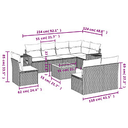 Avis Maison Chic Ensemble Tables et chaises d'extérieur 9 pcs avec coussins,Salon de jardin noir résine tressée -GKD104025