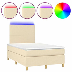 Maison Chic Lit adulte- Lit + matelas + LED,Sommier à lattes de lit matelas et LED crème 120x190 cm tissu -GKD61088