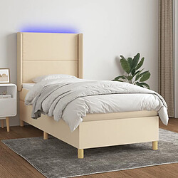 Sommier à lattes,Cadre à lattes de lit pour Adulte matelas et LED Crème 100x200 cm Tissu -MN28517