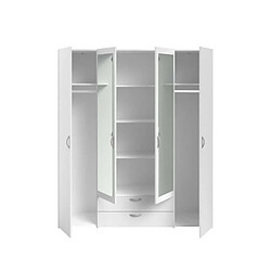 Avis Youdoit Armoire à décor blanc 4 portes battantes + 2 miroirs + 2 tiroirs 160 x 51 x Hauteur 185 cm