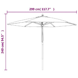 vidaXL Parasol de jardin avec mât en bois sable 299x240 cm pas cher