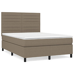 vidaXL Sommier à lattes de lit avec matelas Taupe 140x190 cm Tissu