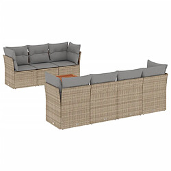 vidaXL Salon de jardin avec coussins 8pcs mélange beige résine tressée