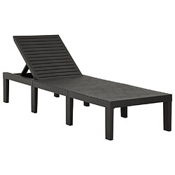 Helloshop26 Transat chaise longue bain de soleil lit de jardin terrasse meuble d'extérieur plastique anthracite 02_0012785 